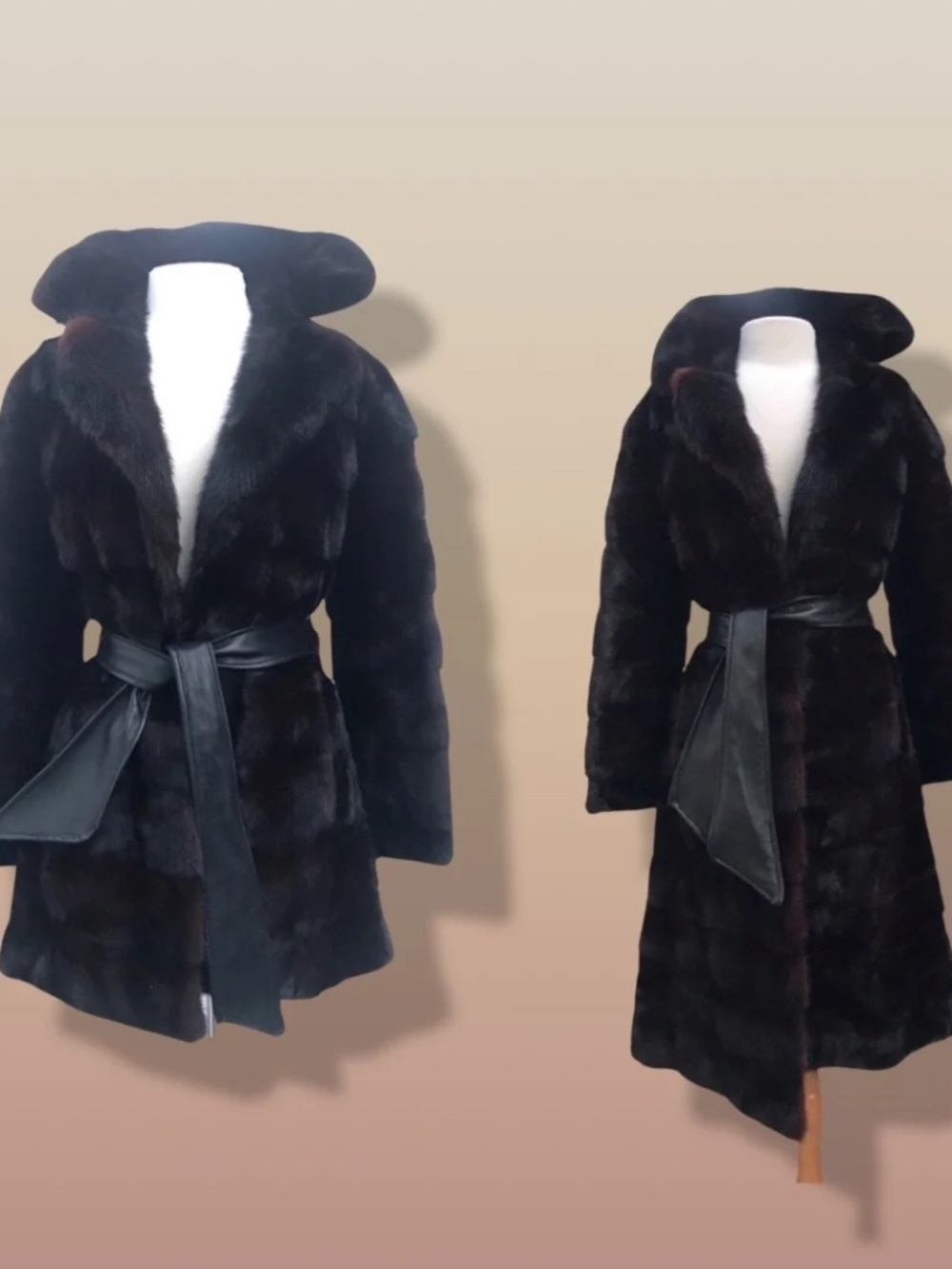 Mint Mink Coat Convertible Wear Three Ways Long Short Zip-Off
